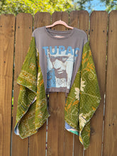 KANTHA TEE KAFTAN // open size handmade // TUPAC green