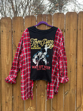 FLANNEL TEE GRAPHIC TOP // open size handmade // TOM PETTY