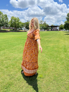 PUMPKIN SPICE 3/4 sleeve // maxi dress