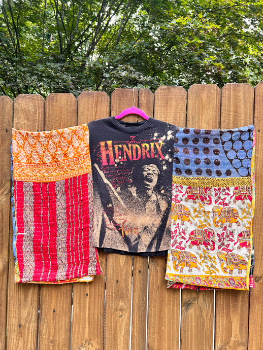KANTHA TEE KAFTAN // open size handmade // JIMI HENDRIX