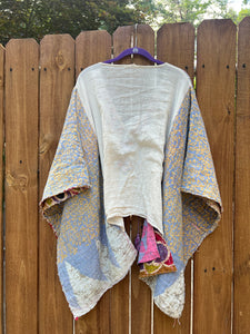 KANTHA TEE KAFTAN // open size handmade // lovestitch embroidery