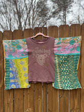 KANTHA TEE KAFTAN // open size handmade // Grateful Dead studs