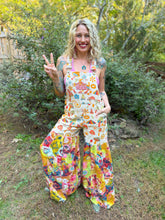 Upcycled PATCHWORK bell bottom OVERALLS // size small MUSHROOM