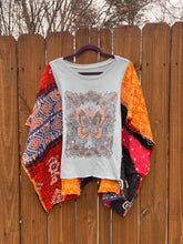 KANTHA TEE KAFTAN // open size handmade // butterfly blue