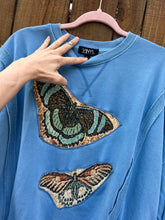 BUTTERFLY upcycled Sweatshirt // tie dye   // large blue