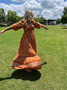 PUMPKIN SPICE 3/4 sleeve // maxi dress