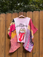 KANTHA TEE KAFTAN // open size handmade //ROLLING STONES Pink