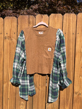 FLANNEL TEE GRAPHIC TOP // open size handmade // CARHARTT