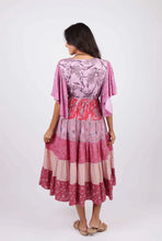 Mauve flutter sleeve maxi dress // adjustable waist