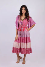 Mauve flutter sleeve maxi dress // adjustable waist