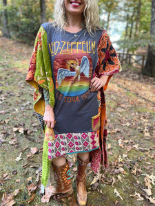 *remake* KANTHA WING UPCYCLED DRESS// open size handmade// LED ZEP grey