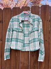 OOAK upcycled FLANNEL “Def Leppard” shirt // medium cropped