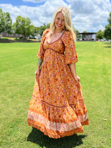 PUMPKIN SPICE 3/4 sleeve // maxi dress