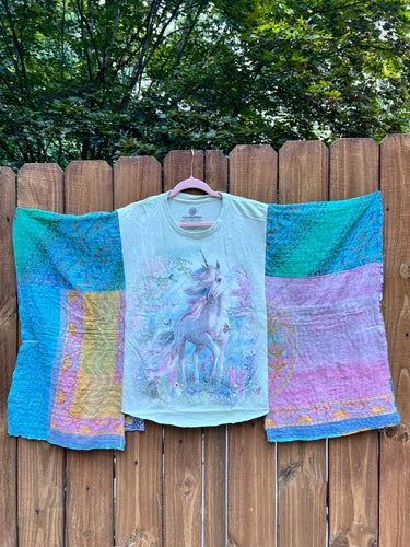 *remake* KANTHA TEE KAFTAN // open size handmade // UNICORN PASTEL