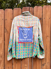 OOAK Large PEACE OUT upcycled FLANNEL shirt