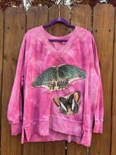 BUTTERFLY upcycled Sweatshirt // tie dye   // large hot pink
