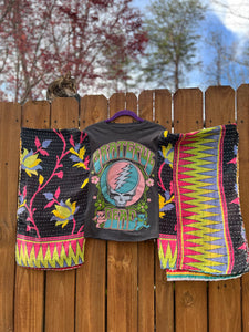 Remake* KANTHA TEE KAFTAN // open size handmade // GRATEFUL DEAD