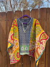 KANTHA TEE KAFTAN // open size handmade // PAISLEY green