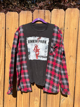 FLANNEL TEE GRAPHIC TOP // open size handmade // LINKIN PARK