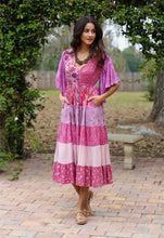 Mauve flutter sleeve maxi dress // adjustable waist
