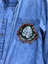 OOAK small PLANT LADY upcycled DENIM shirt