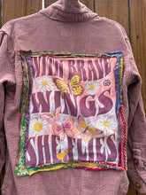 OOAK small Butterfly wings upcycled CORDUROY shirt
