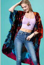 Tie dye embroidered kimono