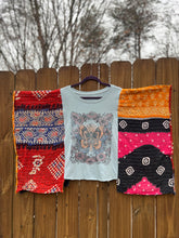 KANTHA TEE KAFTAN // open size handmade // butterfly blue