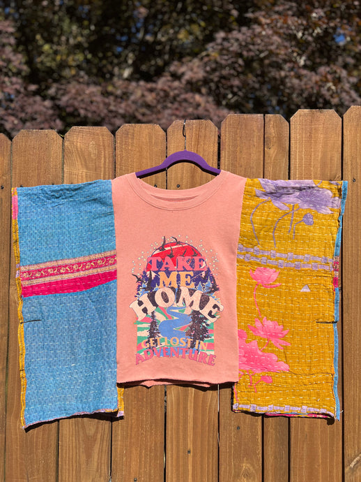 KANTHA TEE KAFTAN // open size handmade //TAKE ME HOME