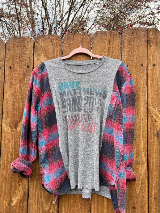 FLANNEL TEE GRAPHIC TOP // open size handmade // DAVE MATTEWS band