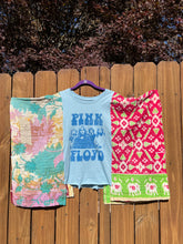 KANTHA TEE KAFTAN // open size handmade // PINK FLOYD blue