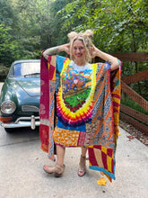 *Remake * KANTHA WING UPCYCLED DRESS// open size handmade// TIE DYE GRATEFUL DEAD bus