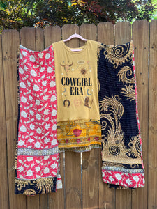 *Remake* KANTHA WING UPCYCLED DRESS// open size handmade// COWGIRL ERA