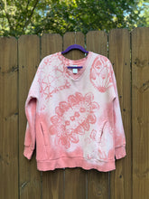 DOILY BLEACH upcycled Sweatshirt // V neck / large coral