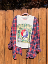 FLANNEL TEE GRAPHIC TOP // open size handmade // GRATEFUL DEAD