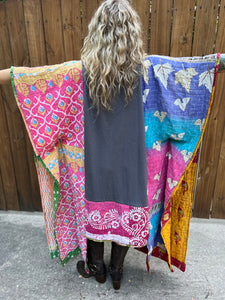 *Remake * KANTHA WING UPCYCLED DRESS// open size handmade// DOUBLE BUTTERFLY