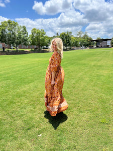 PUMPKIN SPICE 3/4 sleeve // maxi dress