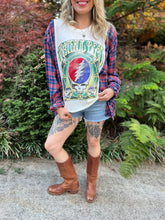 FLANNEL TEE GRAPHIC TOP // open size handmade // GRATEFUL DEAD