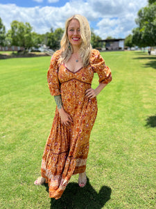 PUMPKIN SPICE 3/4 sleeve // maxi dress