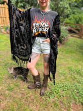 HARLEY // Burnt out velvet Tassels KIMONO TEE TUNIC // open size handmade