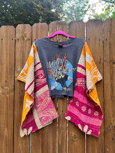 HARLEY DAVIDSON KANTHA TEE KAFTAN // open size handmade