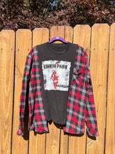 FLANNEL TEE GRAPHIC TOP // open size handmade // LINKIN PARK