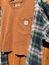 FLANNEL TEE GRAPHIC TOP // open size handmade // CARHARTT