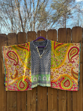 KANTHA TEE KAFTAN // open size handmade // PAISLEY green