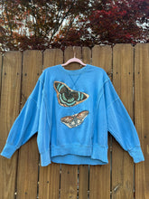 BUTTERFLY upcycled Sweatshirt // tie dye   // large blue