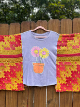 KANTHA TEE KAFTAN // open size handmade // HAPPY FLOWERS lavender