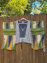 KANTHA TEE KAFTAN // open size handmade // lucky brand PATTERN earth tones