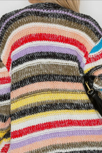 Fuzzy striped cardigan // rainbow