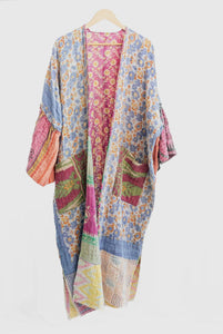 Midi length OOAK REVERSIBLE KANTHA kimono