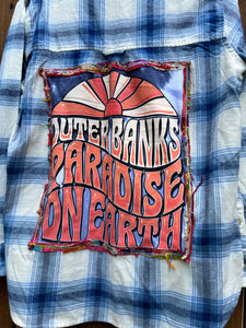 OOAK small OUTER BANKS upcycled FLANNEL shirt
